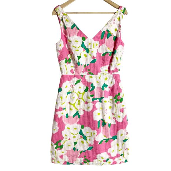 Lilly Pulitzer Kiki Hotty Pink Sleeveless Floral Print V-Neck Sheath Dress Sz 10 - Picture 1 of 11